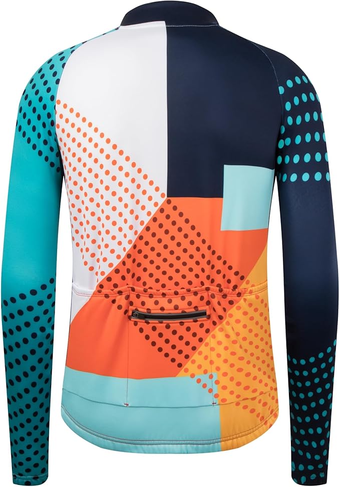 GCRFL Men's Cycling Jersey Long Sleeve Biking Shirt with 3+1 Zipper Pocket Breathable Quick Dry Bicycle Jersey