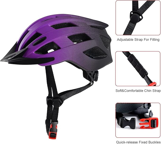 Adult Bike Helmets, Adjustable Mens Womens Bicycle Helmet, Lightweight Road Mountain Cycling Safety Sports Helmets with Detachable Visor