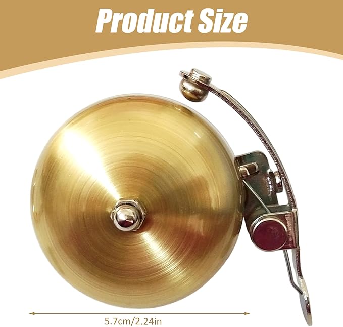 NIDONE Bike Ring Bell for Adult Retro Nickel Plated Copper Golden Bike Bell Replacement Loud & Clear Horn for 22-25mm Handlebar