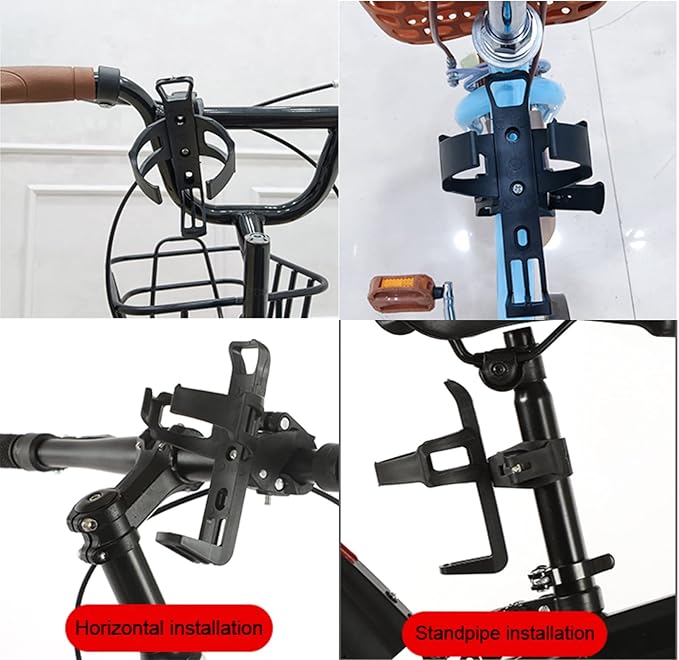 2 Pack Bike Bottle Holder, Universal Bicycle Water Bottle Cage Holder, Water Cup Holder for Bike Stroller Walker, Adjustable Mountain Bike Drink Cup with 360 Degree Rotating for Cycling MTB Black.