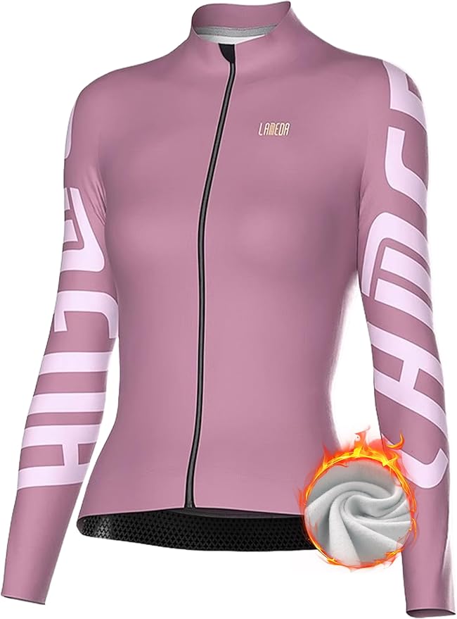LAMEDA Cycling Jersey Women Long Sleeve, Breathable Bike Jersey with Pockets, Bike Shirts for Bicycle Road Biking Riding