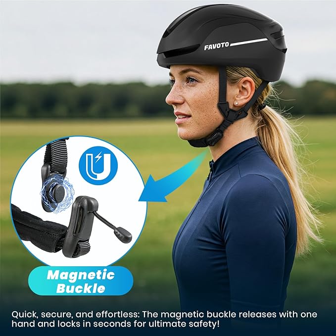 Favoto Smart Bike Helmet with Light – Dual Shell CPSC Certified Ebike Helmet with Turn Signals for Road Cycling City Commuting