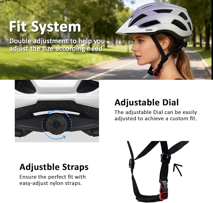 Bike Helmet for Adults Women Men Youth Kids, Lightweight Mountain Road Bicycle Cycling Helmets with Adjustable Dial & Removable Visor