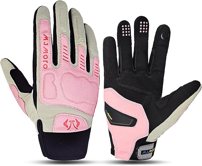 Summer Breathable Pink Motorcycle Gloves for Women,Touchscreen Motorbike Gloves Anti-Slip for Lady,MX ATV MTB Cycling, Road Racing Biker Glove