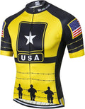 Cycling Jersey Men USA Summer Bike Short Sleeve 3-Pockets Breathable Quick-Dry Shirt S-3XL