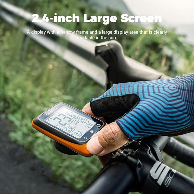 COOSPO Bike Computer Wireless GPS, Cycling Computer GPS Bike Tracker with Bluetooth/ANT+, Waterproof Bicycle Computer GPS Speedometer with Auto Backlight, 2.4 inch LCD Display