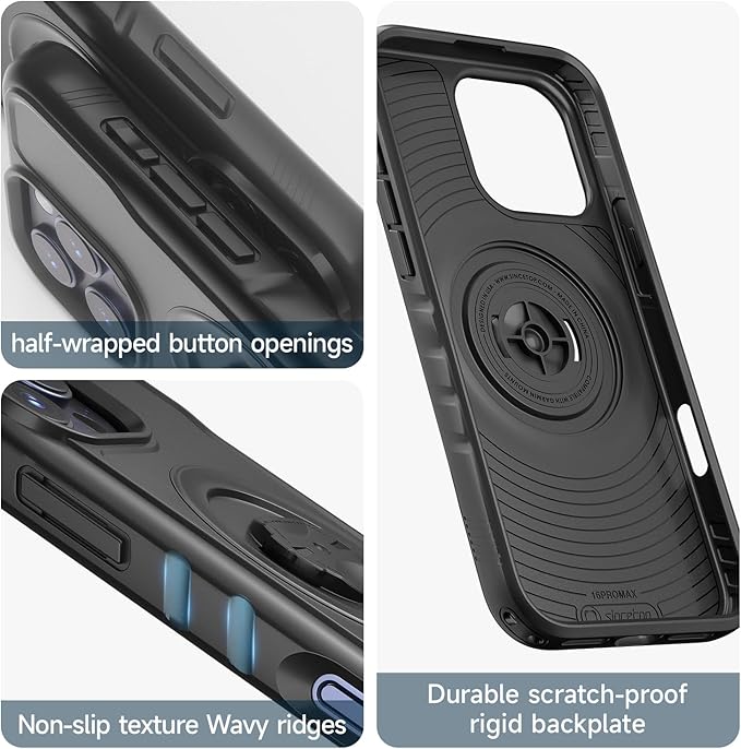 Bike Phone Case for iPhone 14 Pro Max – Shockproof & Slim with Built-in Lock, Compatible with Garmin-Style Mounts, Quick-Release for Road & MTB Cycling Black