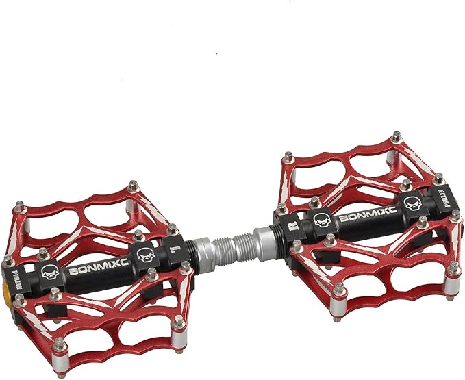 Bike Pedals 9/16" Skull Pattern Mountain Bike Pedals Sealed Bearing Bicycle Pedals Aluminum Alloy Flat Road Bike Pedals