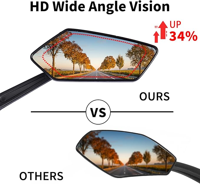 Bike Mirror, 1 Pair 360˚ Rotatable Bicycle Mirrors for Handlebars, Adjustable HD Wide Angle Bicycle Cycling Mirror, Bike Handlebar Rearview Mirror for Mountain Road Adult Bike, Ebike (Clear View)