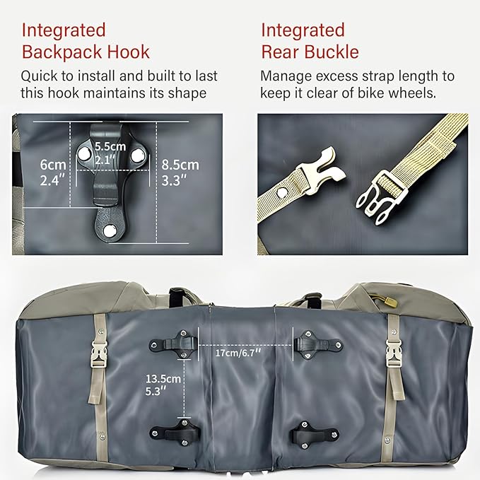 Large Saddle Bags for bike,Waterproof 50L Panier bag for Bicycles/MTB/E-Bike,Bike Trunk Bag With Reflective Stripes(black,50L)
