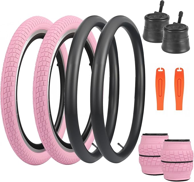 12/16/20x2.125 Bike Tires 1/2 Pack 12/16/20 Inch Kids Folding Replacement Tire/Tube Suitable for Tires 12/20x2.1 12/16/20x2. 125 12/20x2.25, Multiple Colors