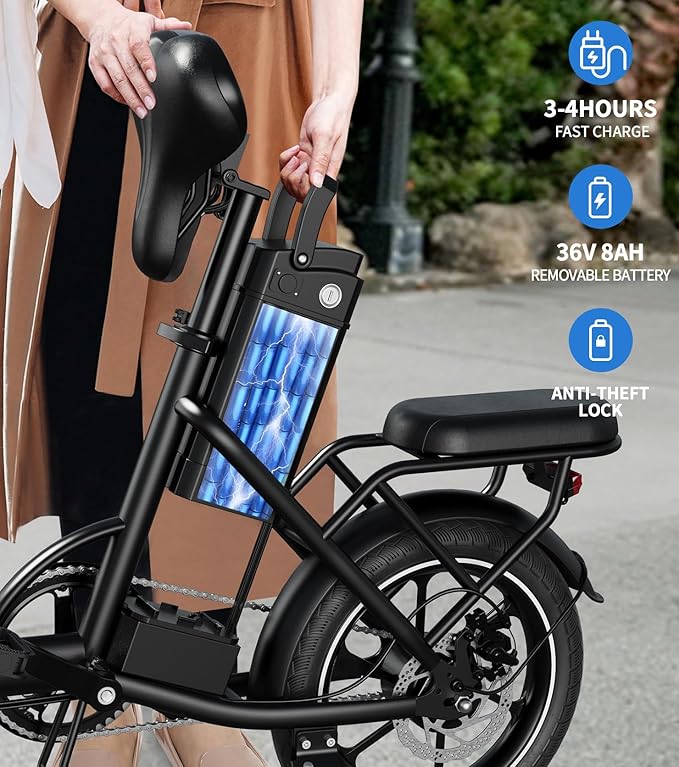 WINDHORSE 16" Folding Electric Bike for Adults, 630W Peak Motor, 20MPH, 19–35 Miles Pedal Assist Range, LCD Display, Suspension, Dual Disc Brakes, Removable Battery, Commuter Ebike