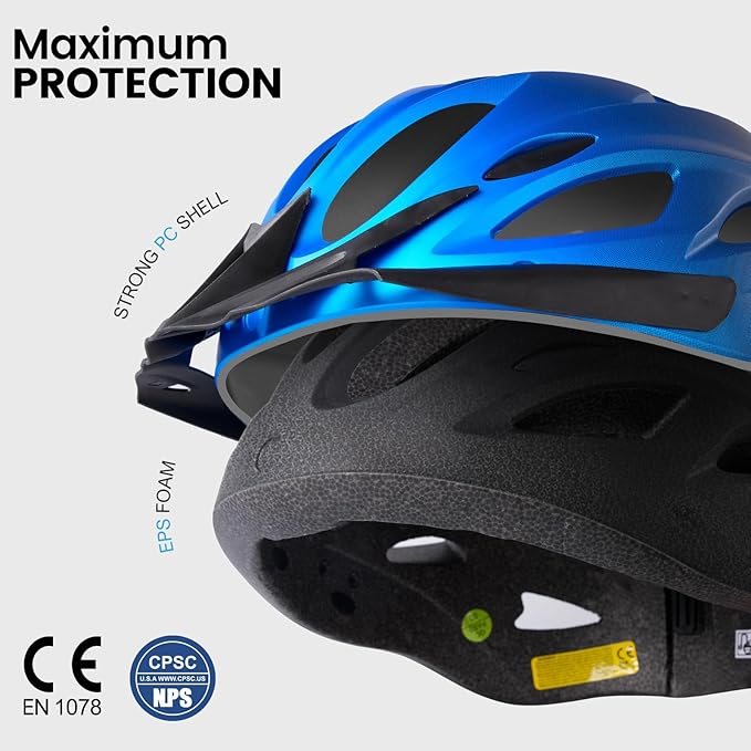 Adult Bike Helmet for Commuting and Cycling, Bicycle Helmet with Rechargeable Rear LED Light & Magnetic Goggles & Removable Sun Visor, Mountain and Road Bicycle Helmets for Men and Women 3 in 1