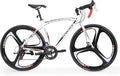 Outroad Hybrid Bikes, 26 inch 14/21 Speed 700C Wheel Road Bike with Light Aluminum Alloy Frame Commuter Bicycle with Dual Disc/V Brakes for Adult Women and Men Blue,Red,Black,White