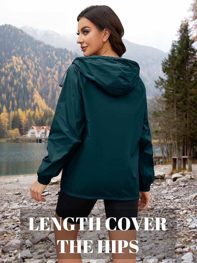 Packable Rain Jacket Women Waterproof Lightweight Jacket With Hood Womens Windbreaker Jacket S-XXL