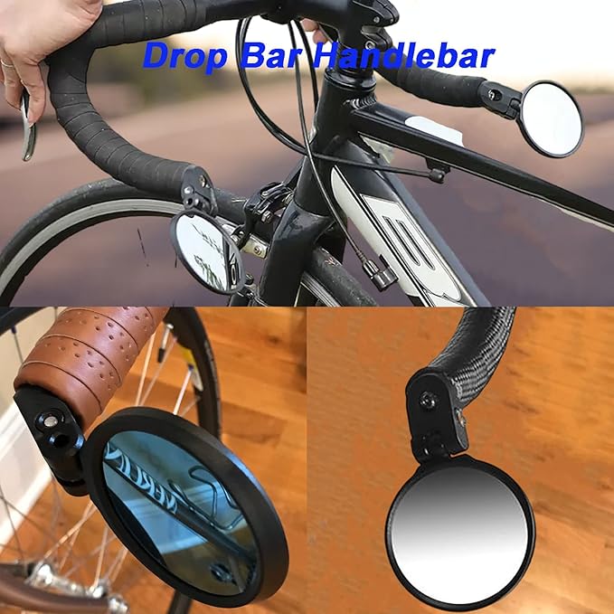 Bike Mirror, Bicycle Mirrors for Handlebars with 360-Degree Rotation and Unbreakable Convex Rearview Lens for Safe Cycling (2 PCS)
