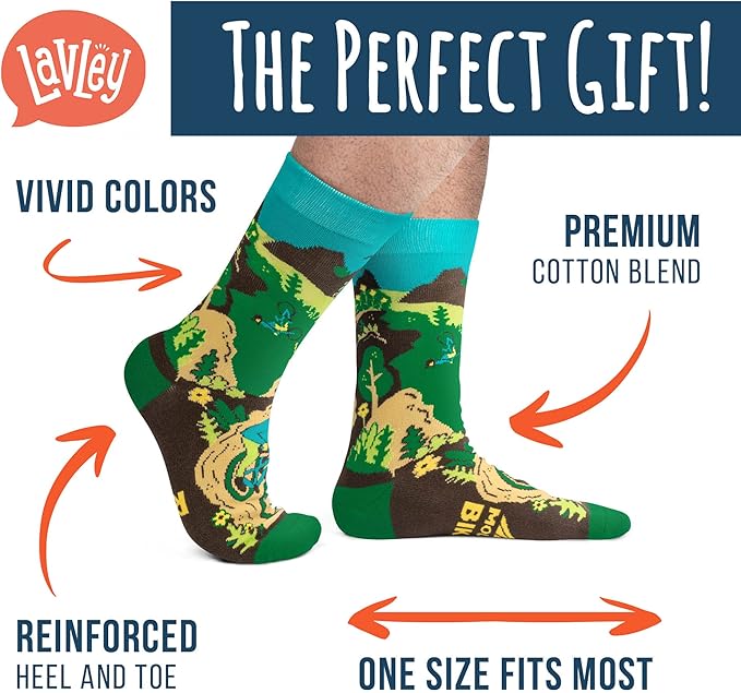 Lavley Bike Socks - Gifts for cyclists and mountain bikers - Fun holiday or birthday gift - Great stocking stuffer