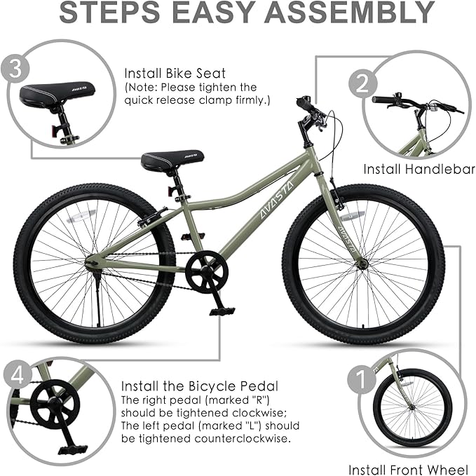 AVASTA Bilbo 18 20 24 Inch Kids Bike for Boys Girls 5-14 Years Old, Retro Style High Carbon Steel Bicycle with Adjustable Handlebars and Seat, Dual V-Brakes, Kickstand, Multiple Colors