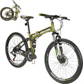 26" Folding Mountain Bike,21 Speed Full Suspension Foldable Bikes,Dual Disc Brakes Bicycle for Adults
