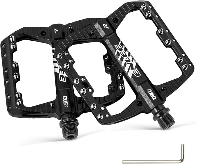 ENLEE Mountain Bike Pedals Flat, 3 Sealed Bearing Lightweight Aluminum Metal Bike Pedals 9/16", Waterproof MTB Pedals Flat with Removable Anti-Skid Nails for Adult Mountain Road BMX Bike