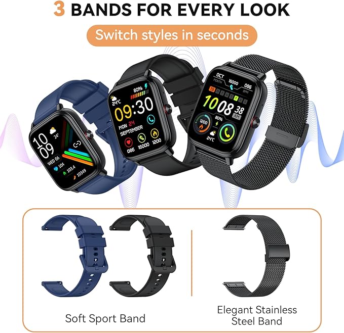 Smart Watch for Women Men- Answer/Make Call, Fitness Step Tracker Watch with Sleep Monitor/Activity Counter/110+ Sport Mode, Smartwatch for Andriod iPhone iOS Compatible