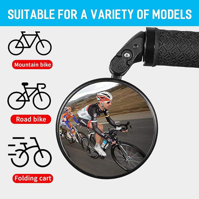 HIFROM Bike Mirror,Bicycle Rear View Mirror, Bike Bar End Mirror, HD Convex and 360 Degrees Rotatable Safe Rearview Bicycle Mirror Pack of 2