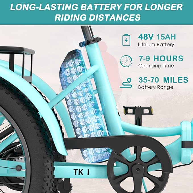 MOPHOTO Electric Tricycle for Adults, 20in 3 Wheels Folding Electric Bicycle Bikes, 48V 500W Electric Trike Ebike with Aluminum Frame, Removable Battery