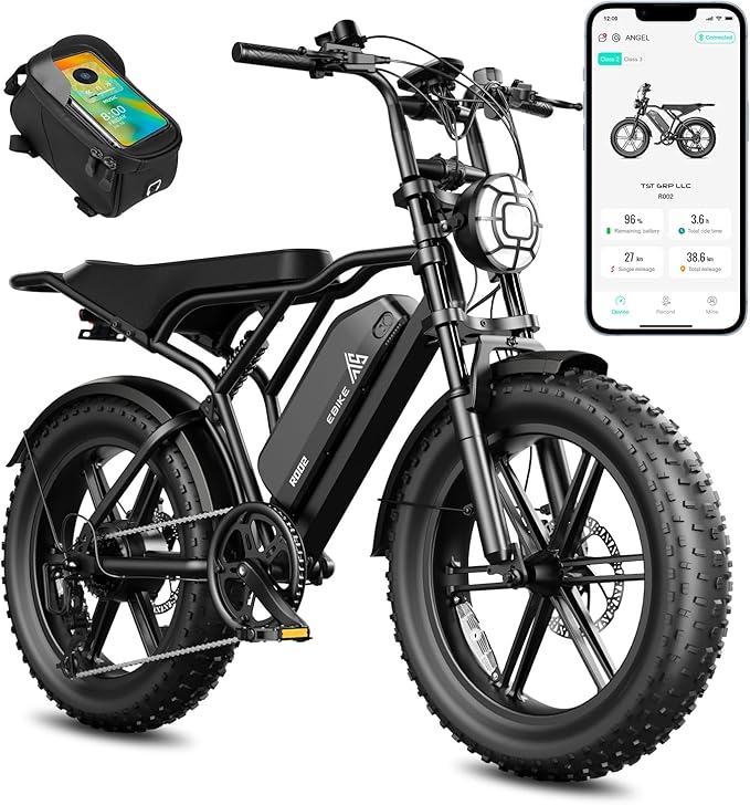 TST Electric Bike for Adults, 1500W Peak Motor 28 MPH 60/100 Miles Fat Tire Ebike with 48V 15Ah/25Ah Removable Battery 20" Electric Dirt Bike Full Suspension and 7-Speed