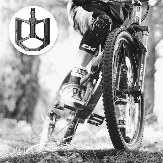 Mountain Bike Pedals MTB Pedals, Large Size Aluminum Alloy Body with Boron Steel Spindle, Equipped with DU Bearings, Ideal for Off-Road Cycling
