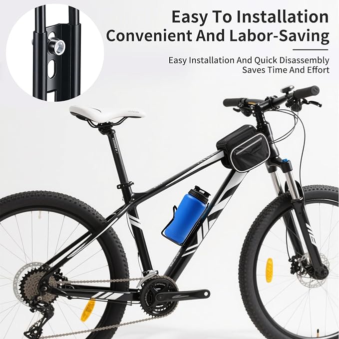 Bike Water Bottle Holder & Cage - Aluminum Alloy Cup Holder for Mountain/Road Bicycle, Motorcycle, Scooter Accessories - 2 Pack Universal Fit Bottle Carrier for Adult Bikes (Black)