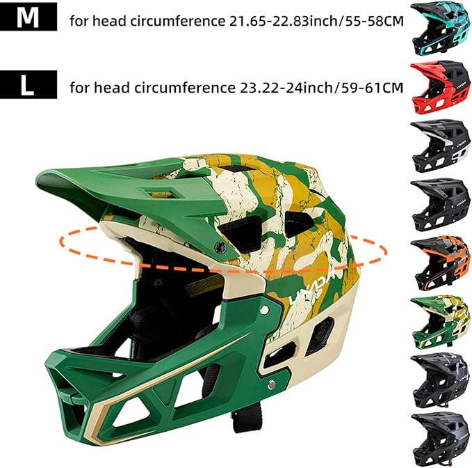 Lixada Adult Bike Helmet, Full Face Mountain Bike Helmet Lightweight Bicycle Helmet with Pads & Visor, Comfort Cycling Helmet Racing Downhill MTB Helmet for Men Women