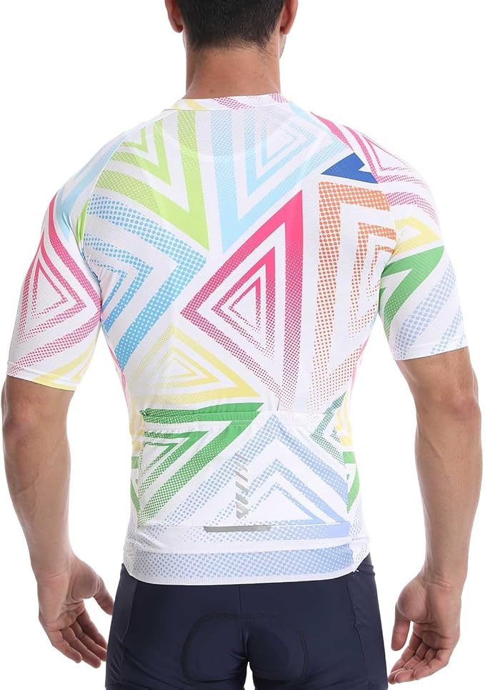 Wulibike Men's Cycling Jerseys Short Sleeve Bike Biking Shirts Full Zip with Pockets Road Bicycle Clothing