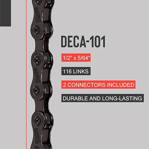 TAYA DECA-101 10-Speed Bike Chain, 116 Links, Ti-Black, Durable and Smooth Shifting, for Gravel and MTB