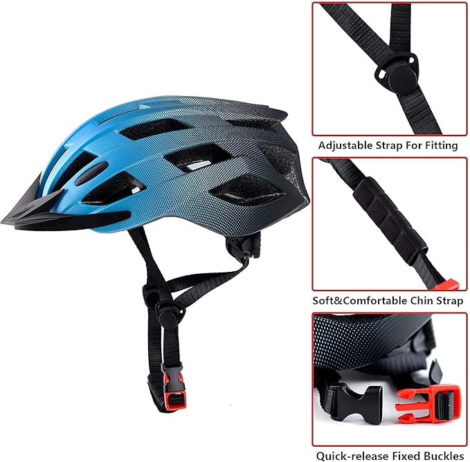 Adult Bike Helmets, Adjustable Mens Womens Bicycle Helmet, Lightweight Road Mountain Cycling Safety Sports Helmets with Detachable Visor