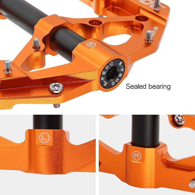 Aluminum Alloy 9/16" Bike Pedal MTB Wide Platform Flat Non-Slip Bicycle Pedals with 3 Bearings for Mountain Bikes, Road, BMX