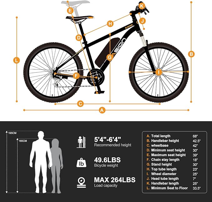 Jasion EB5 Electric Bike for Adults with Peak 1000W Brushless Motor, 40Miles 20MPH Commuting Electric Mountain Bike with 360Wh Removable Battery, 7-Speed, 26" Tires and Front Fork Suspension