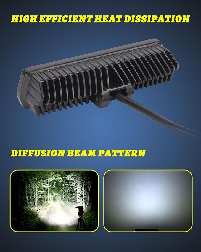 YCHOW-TECH 6 Inch LED Light Bar, 2PCS 120W Off Road Driving Fog Lights with Wiring Harness Kit Flood Diffusion Beam Backup Light LED Pods Bumper Work Lights for Truck Bike UTV ATV Boat