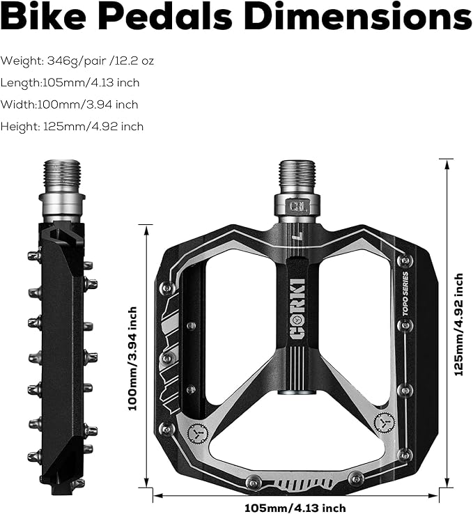 corki Extra Large Mountain Bike Pedals Flat, Aluminum Alloy MTB Pedals, Wide Platform Pedals 9/16"(Black Red Purple Green)