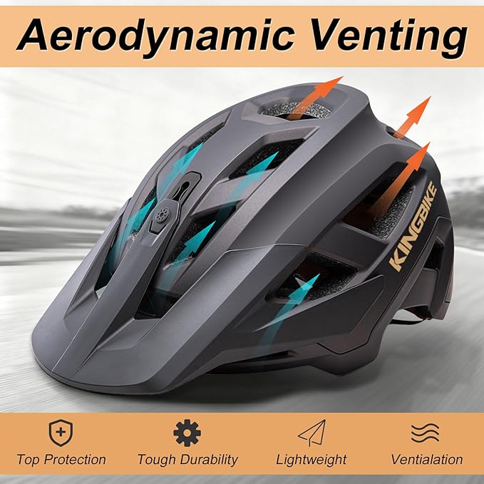 KINGBIKE NTA-8776 Mountain Bike Helmet Professional Ebike Helmets with 3-Level Adjustable Visor & Camera Mount E-MTB Helmet for Adults Men Women Youth E-Bike Safety Certified