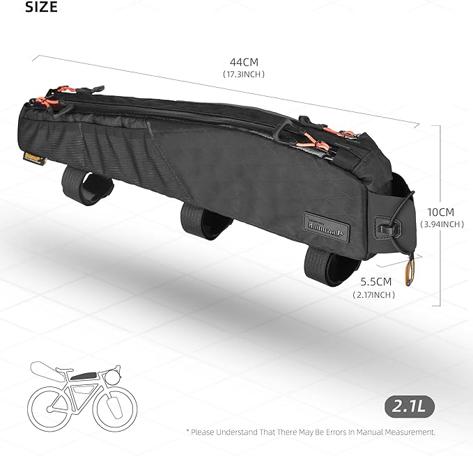Bike Top Tube Bag Bicycle Front Frame Bag 2.1L with Dual Side Mesh Pockets for MTB Road Bike Cycling Commuting and Outdoor Adventures