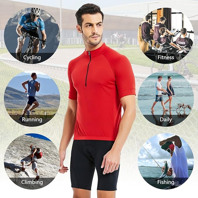 CATENA Men's Cycling Jersey Short Sleeve Shirt Running Top Moisture Wicking Workout Sports T-Shirt