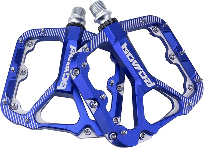Bike Pedals Mountain Bike Adult, Light MTB Flat Pedals Grippy w 20pcs Non-Slip Studs, Glass Fiber Nylon Composite Platform Pedals w Cr-Mo Axel, 9/16" BMX Road Cruiser Gravel Bicycle Pedals