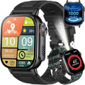 KPEP Military Watches for Men (2 Straps), 2.01" Fitness Tracker Watch with LED Flashlight, 100 Days Battery, Compass, SpO2 Heart Rate Monitor, Sleep Tracking, Reminders, Military Watch for iOS Android