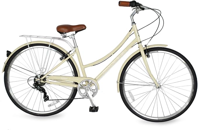 MICARGI 24/26 Inch Adult Cruiser Bicycle Hybrid Bike 1/7 Speeds Commuter Bike for Women, Men, Seniors,Step-Through or Step-Over Bike Steel Frame Multi Colors Style