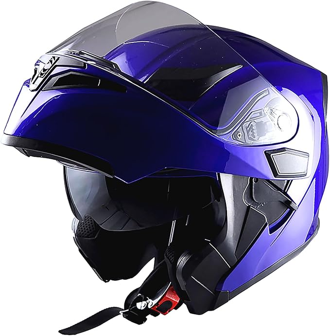 1Storm Motorcycle Modular Full Face Helmet Flip up Dual Visor Sun Shield: HB89 Glossy Blue
