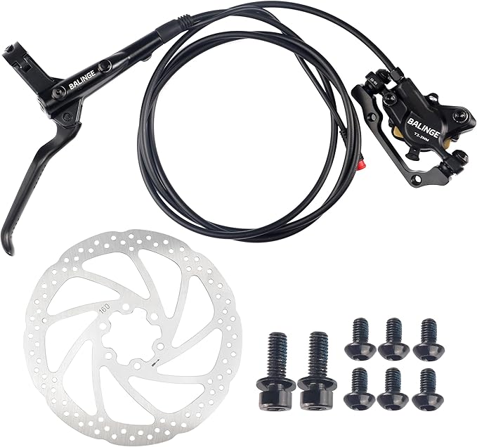 E830-Pro 2-Pin Power-off Connector 2-Pistons E-Bike Electric Power-Off Hydraulic Front/Rear/Set Brake with 160mm 6 bolts Disc Rotor, Hydraulic Disc Brake Caliper Lever for e-Bike, Fat Bike