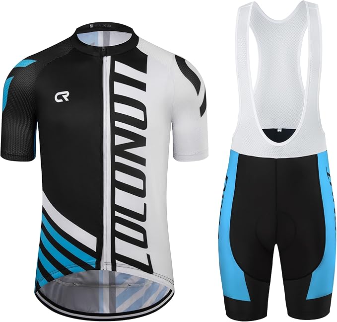 Coconut Ropamo CR Men's Cycling Jersey Set Road Bike Jersey Zipper Pocket Bib Shorts with 4D Padded Cycling Clothing Set