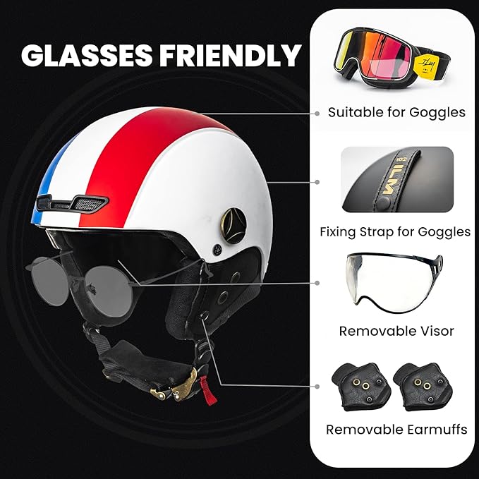 ILM Bike Helmet Adult Bicycle Ski Snowboard Helmet for Men Women with Removable Visor Earmuffs ASTM CPSC and CE Z102