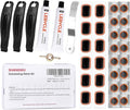 35 PCS Bike Tire Repair Kit, Bicycle Inner Tube Patch Kit with 28 PCS Vulcanizing Patches,Rubber Solution, Metal Rasp, Bike Tire Levers, Bike Patch Kit with Portable Box for MTB BMX Road Bike