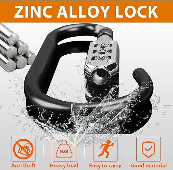 Anti-Theft Lock, Copper Silver, Combination Lock, Can be used for brake disc lock, 60mm x 25mm x 53mm, 300g